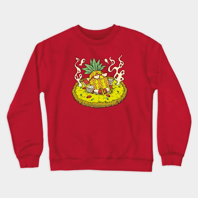 Cute Pineapple on Pizza Cartoon Crewneck Sweatshirt by SLAG_Creative